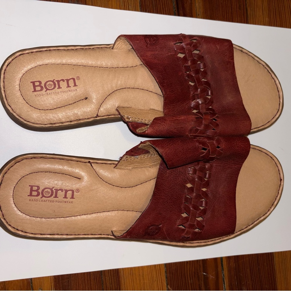 Born Leather Slide Sandals